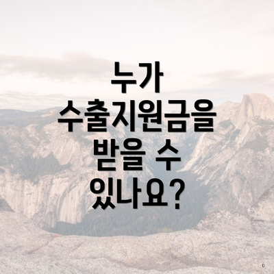 누가 수출지원금을 받을 수 있나요?