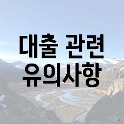 대출 관련 유의사항