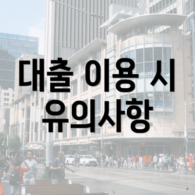 대출 이용 시 유의사항