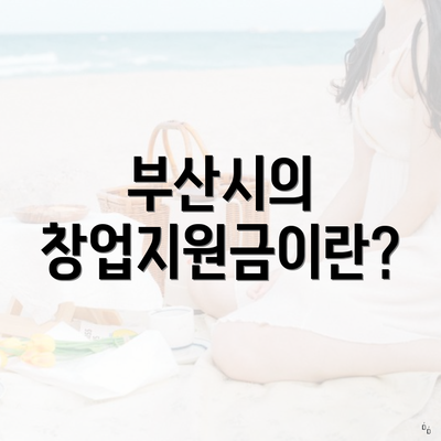 부산시의 창업지원금이란?