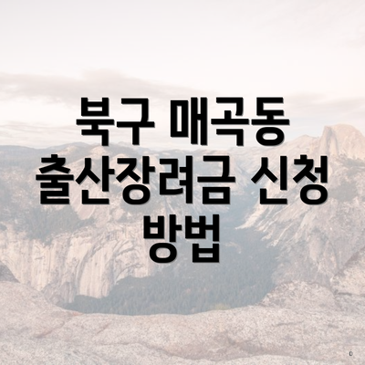 북구 매곡동 출산장려금 신청 방법