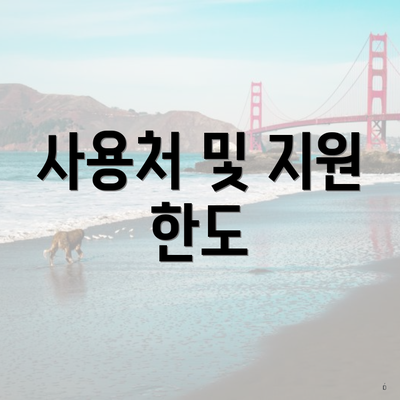 사용처 및 지원 한도