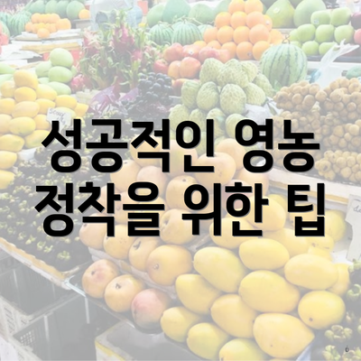성공적인 영농 정착을 위한 팁