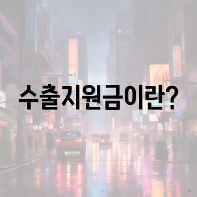 수출지원금이란?