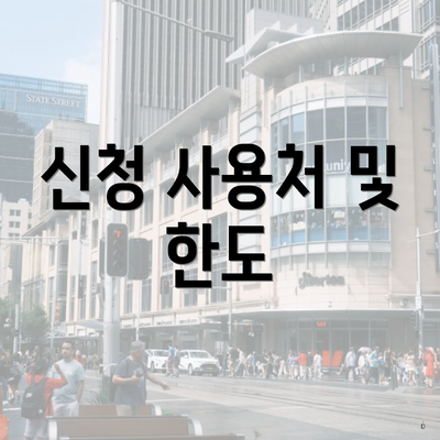 신청 사용처 및 한도