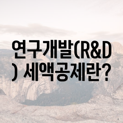 연구개발(R&D) 세액공제란?