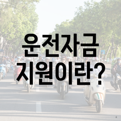 운전자금 지원이란?