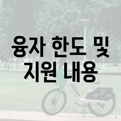 융자 한도 및 지원 내용