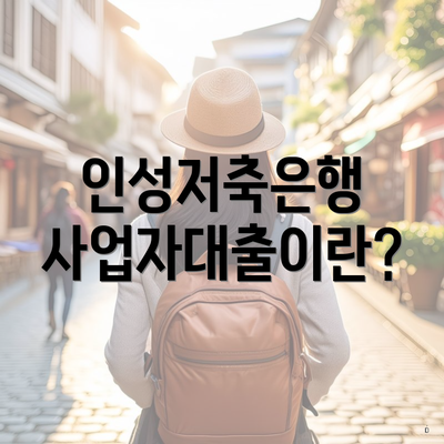 인성저축은행 사업자대출이란?