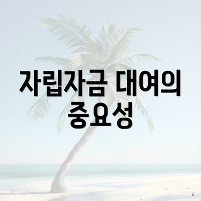 자립자금 대여의 중요성