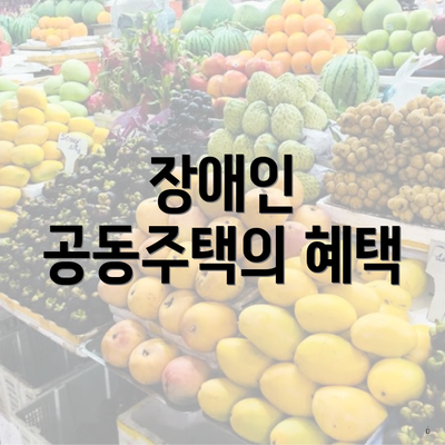 장애인 공동주택의 혜택