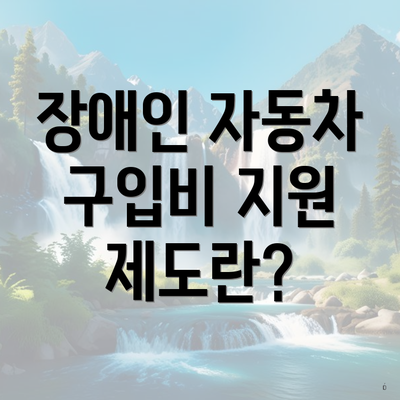 장애인 자동차 구입비 지원 제도의 의미