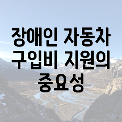 장애인 자동차 구입비 지원의 중요성