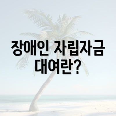 장애인 자립자금 대여란?