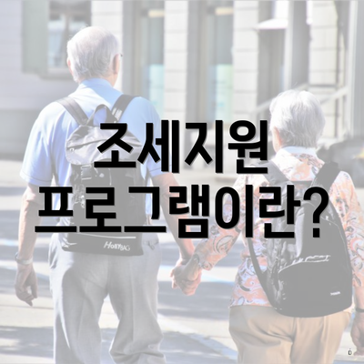 조세지원 프로그램이란?