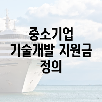 중소기업 기술개발 지원금 정의