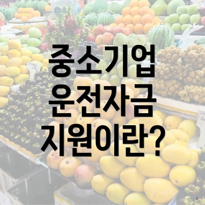 중소기업 운전자금 지원이란?