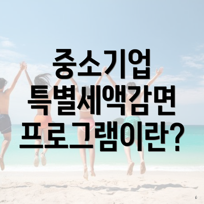 중소기업 특별세액감면 프로그램이란?