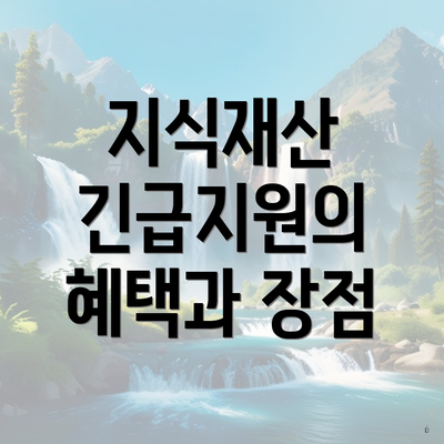 지식재산 긴급지원의 혜택과 장점