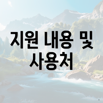 지원 내용 및 사용처