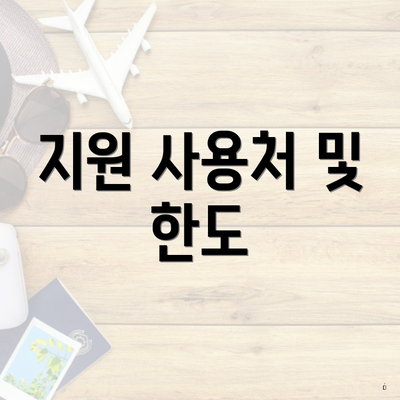 지원 사용처 및 한도