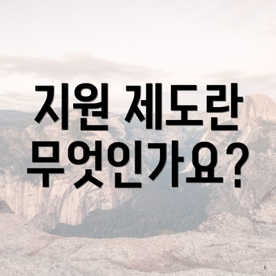 지원 제도란 무엇인가요?