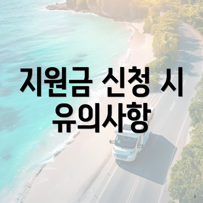 지원금 신청 시 유의사항