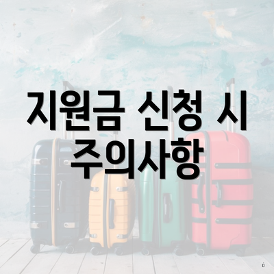 지원금 신청 시 주의사항