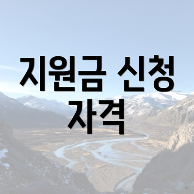 지원금 신청 자격