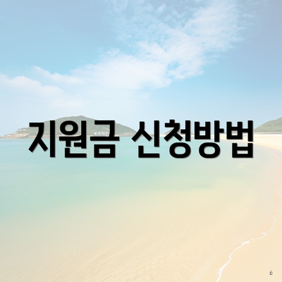 지원금 신청방법