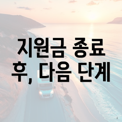 지원금 종료 후, 다음 단계