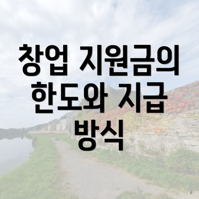 창업 지원금의 한도와 지급 방식