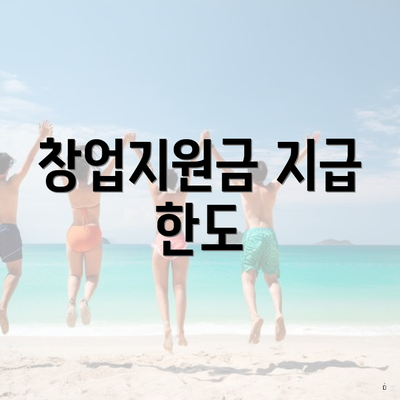 창업지원금 지급 한도