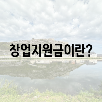 창업지원금이란?
