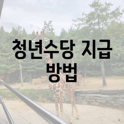 청년수당 지급 방법