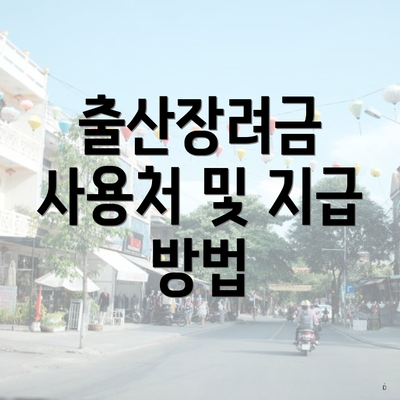 출산장려금 사용처 및 지급 방법