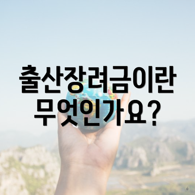 출산장려금이란 무엇인가요?