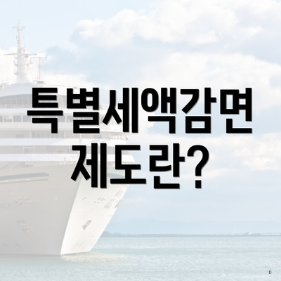 특별세액감면 제도란?
