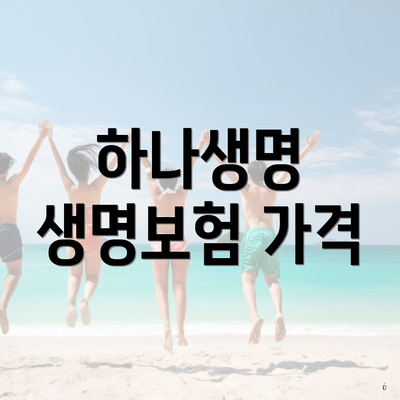 하나생명 생명보험 가격