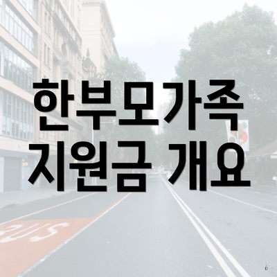 한부모가족 지원금 개요