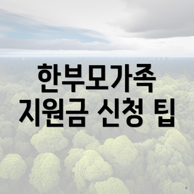 한부모가족 지원금 신청 팁