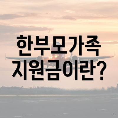 한부모가족 지원금이란?